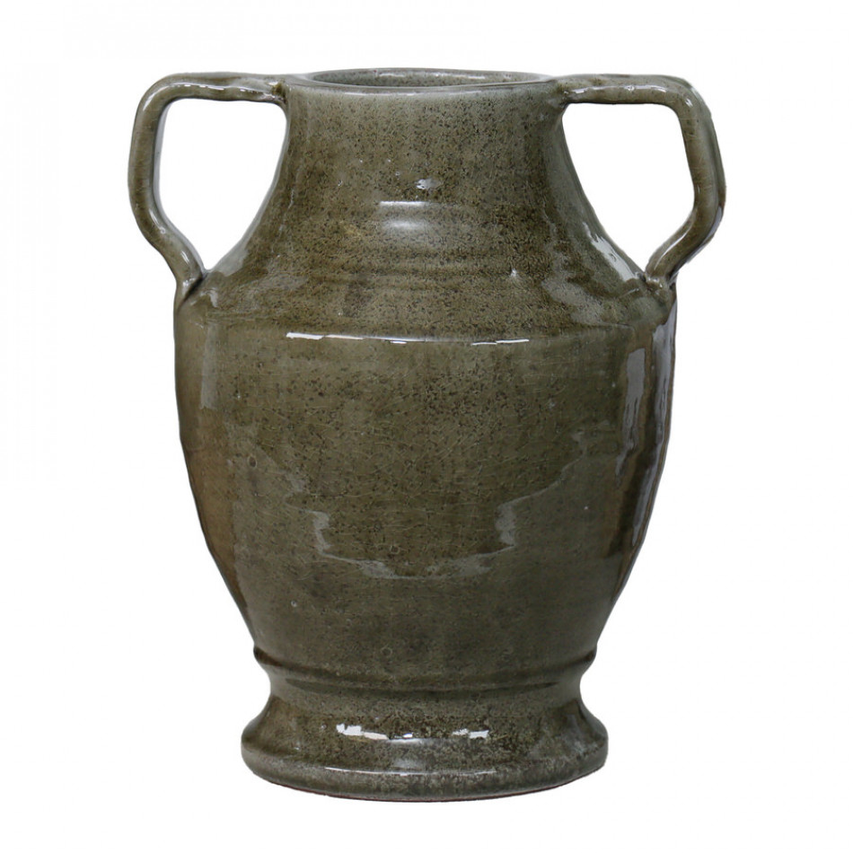 Avignon Olive Green Terracotta Vase, a decorative vessel for flowers or tabletop styling